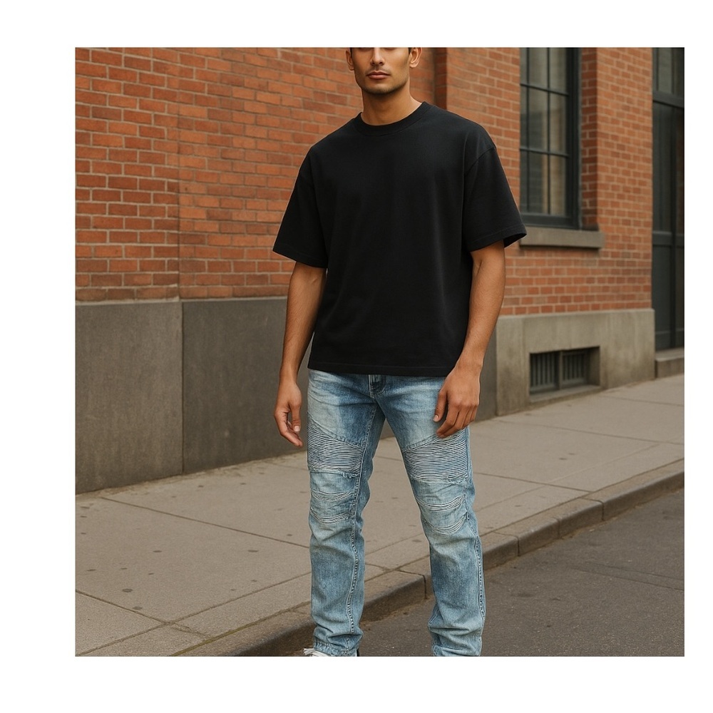 MAKOBI BIKER JEANS WITH BLEACH SPOTS VINTAGE